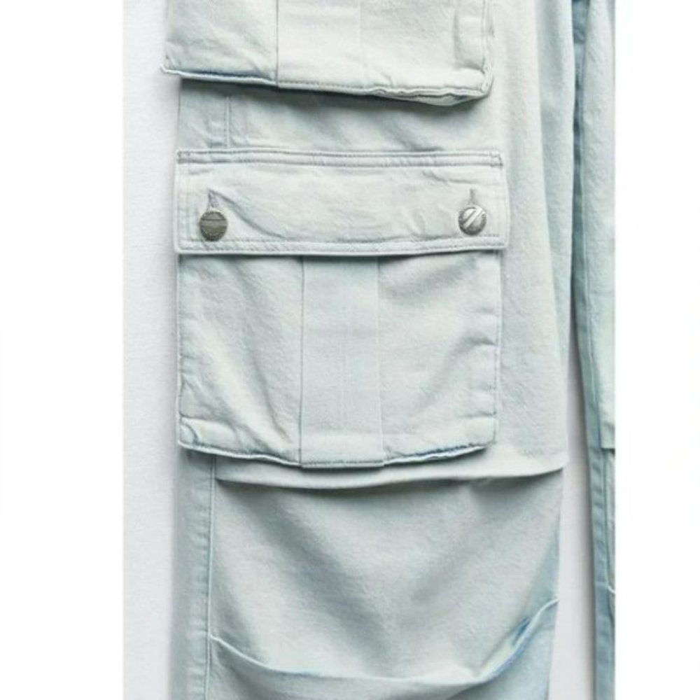 ZARA ZW MID-RISE BAGGY CARGO JEANS - Picture 3 of 6